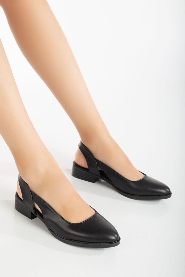 Pore Cilt Kısa Topuk Ayakkabı Siyah - 7
