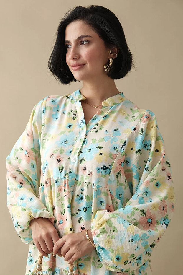 Sardunya Turkuaz Mango Elbise - 7