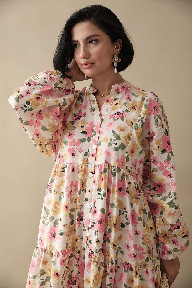 Sardunya Pembe Mango Elbise - 3