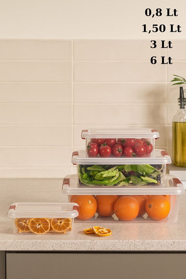 Fresh & Clink Saklama Kabı Set (4'LÜ) 0,80 Lt. X 1,50 Lt. X 3,00 Lt 6,00 Lt Org-466 - 1