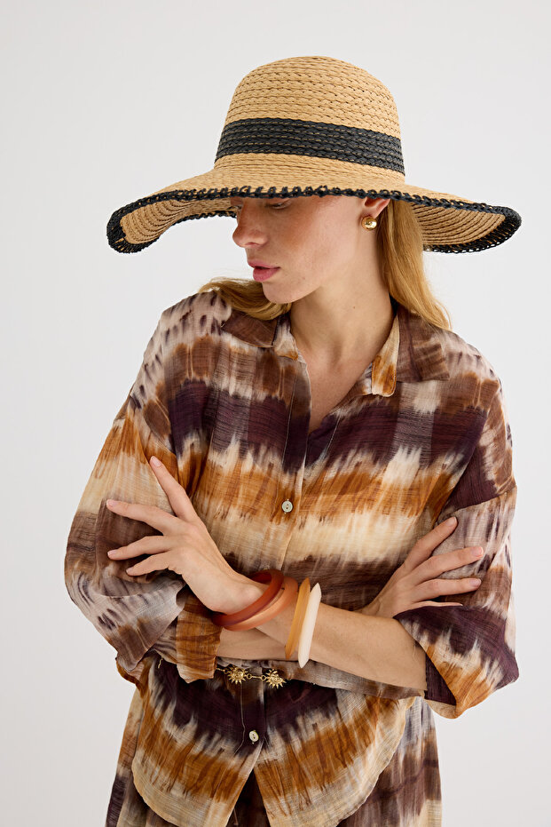 Dikişli Hasır Şapka Siyah - 3