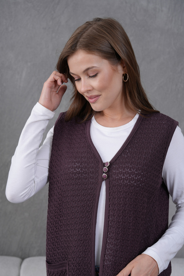 Triko Ajurlu Merserize Yelek - 2