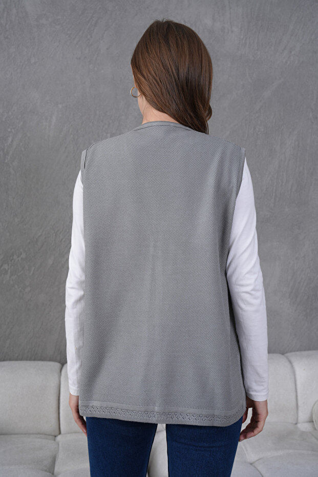 Triko Ajurlu Merserize Yelek - 8