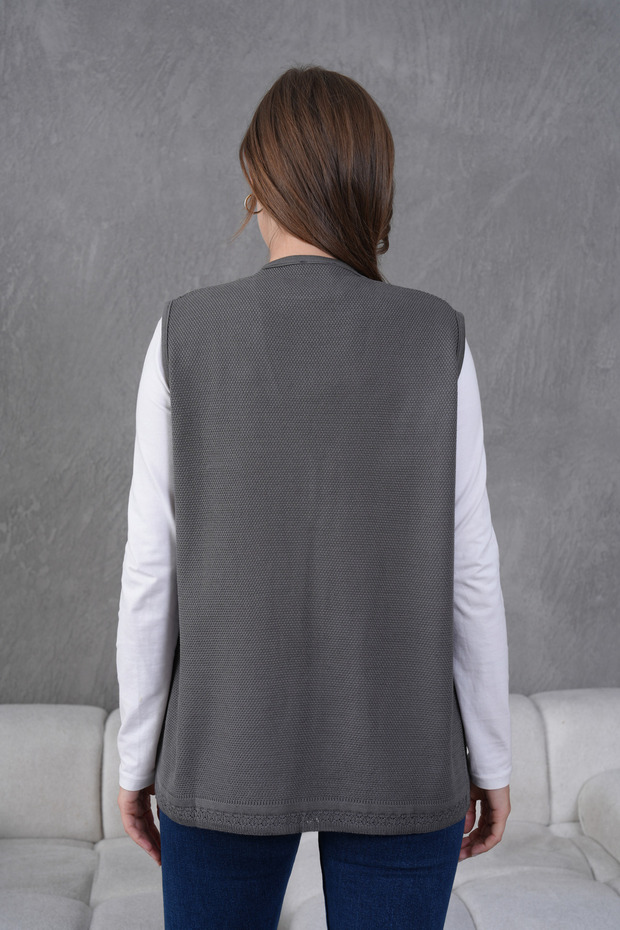 Triko Ajurlu Merserize Yelek - 7