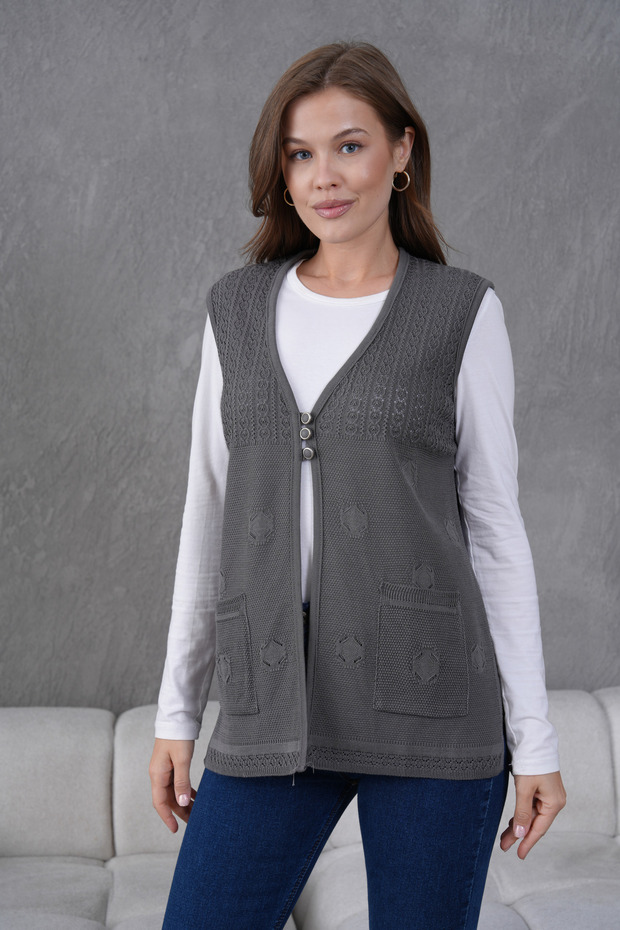 Triko Ajurlu Merserize Yelek - 2