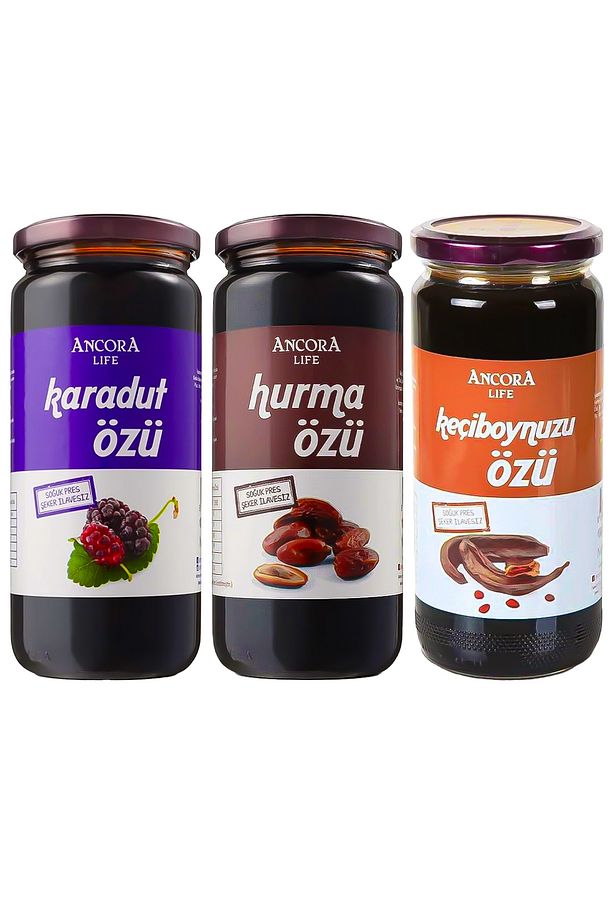 Hurma Özü, Keçiboynuzu Özü, Karadut Özü - Şeker Ilavesiz Soğuk Sıkım - 640 G X 3 Adet - 1