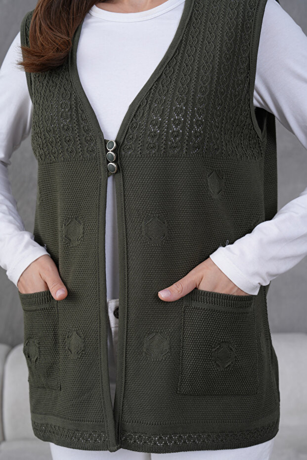 Triko Ajurlu Merserize Yelek - 1