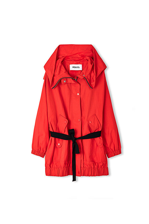 Geniş cepli kapüşonlu mont - 3