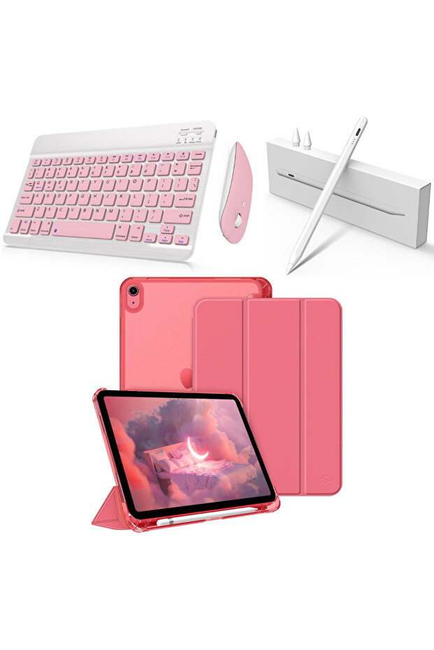 Apple iPad 11. NESİL A16 ve 10.NESİL 10.9 Uyumlu Flip Kılıf + Bluetoothlu Klavye Mouse+Kalem - 2