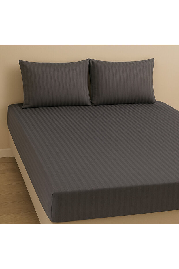 طقم ملاءات مطاطية من الساتان مزدوجة (160 × 200 و180 × 200)