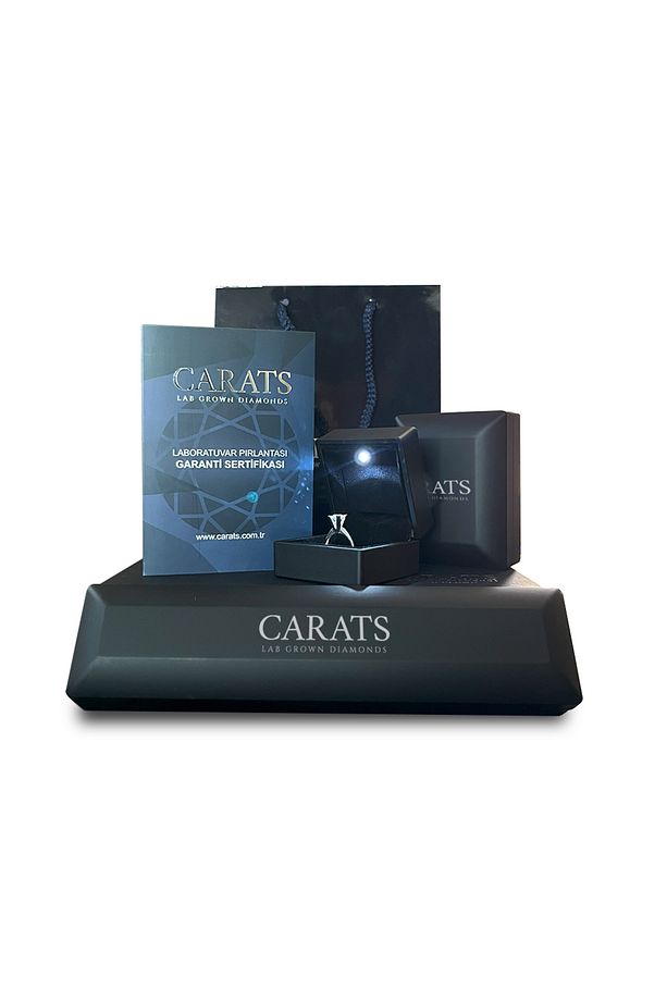 Carats Pırlanta 0.85 Karat Yuvarlak Kesim E Renk VS1 Laboratuvar Pırlanta Tektaş Yüzük - 4