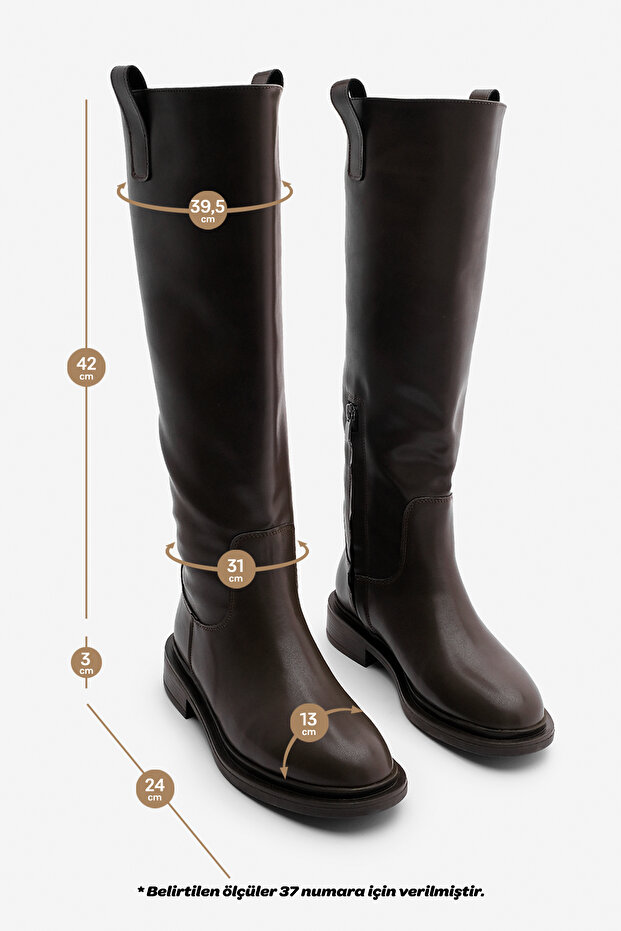 Barna szonáta modell női napi csizma - belső oldalsó cipzár - 7