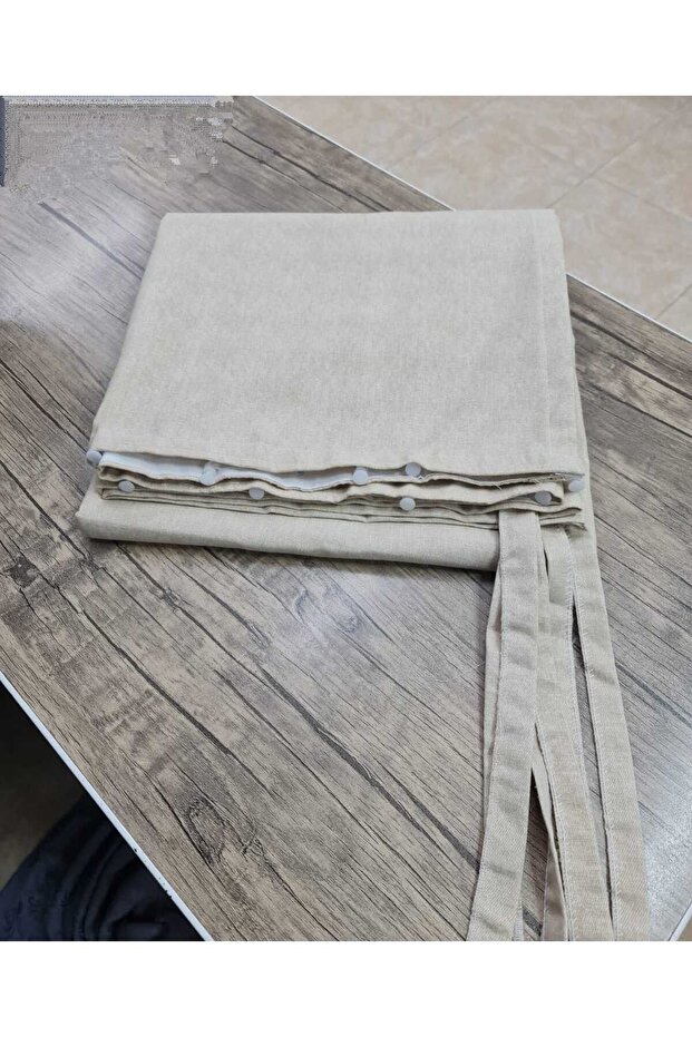 Luxury 1St Class Beige Balcony Curtain with Cornice with Width X Height Dimensions - 1