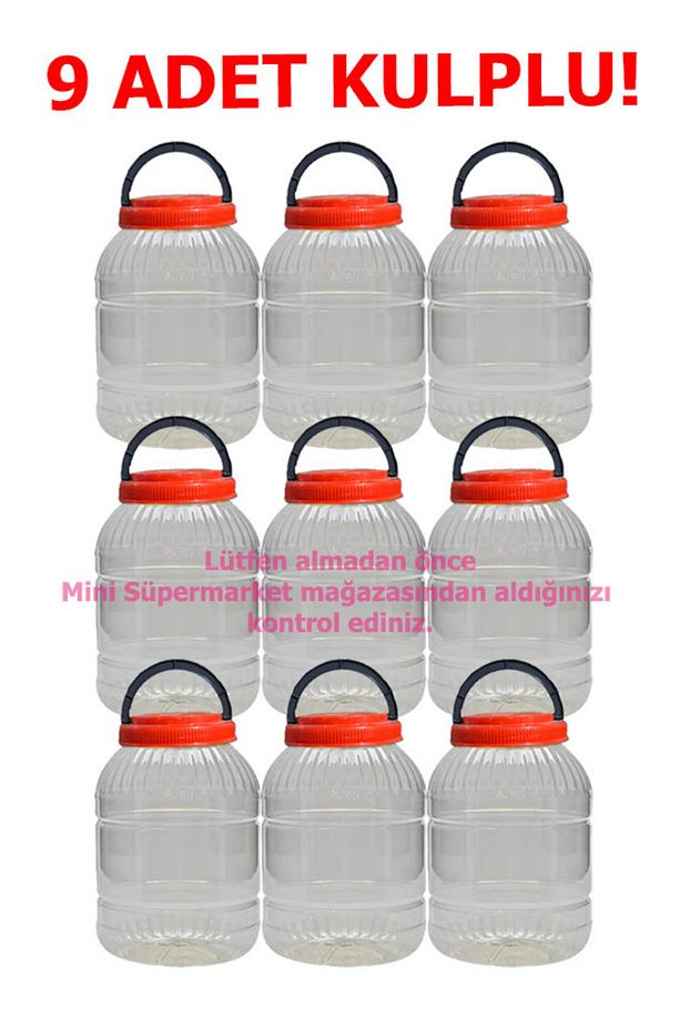 Bidon 5 Litre Peynir Turşu Zeytin Salça Saklama kavanozu 9 Adet Kırmızı kulplu kapaklı - 1