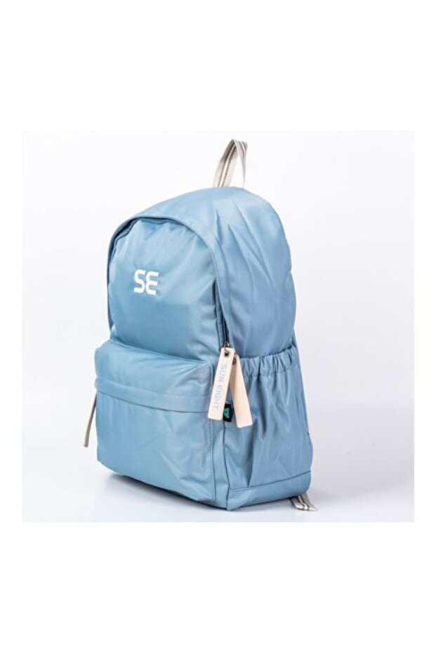 حقيبة ظهر مدرسية من البوليستر باللون الأزرق السماوي - 2