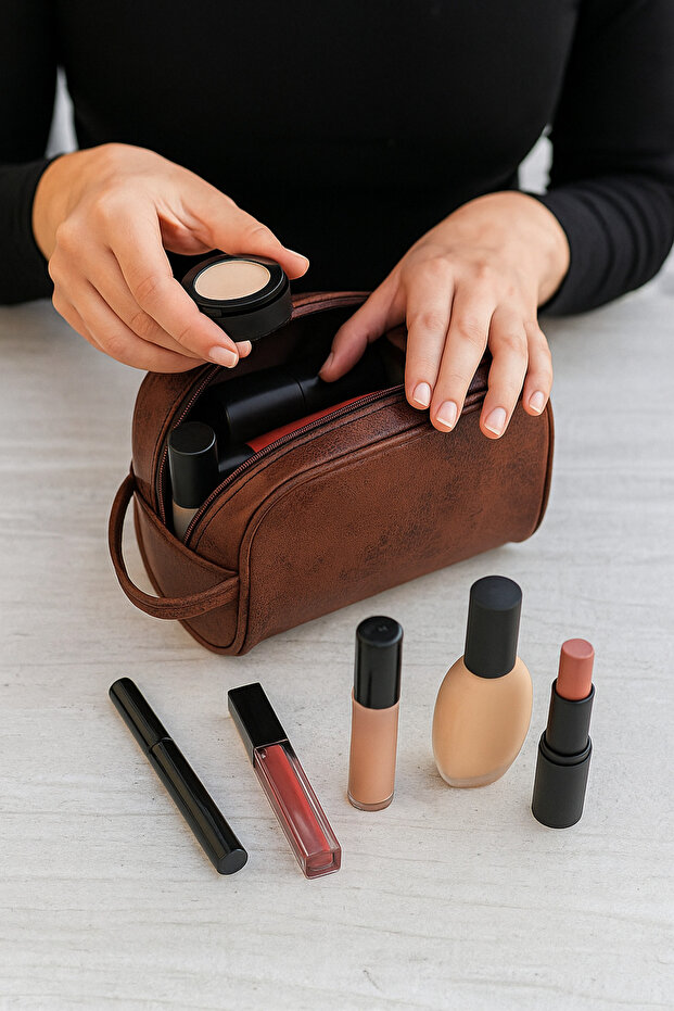 Plain Pattern Makeup Bag - 4