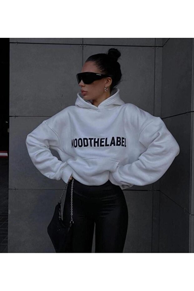 سويت شيرت White Mood The Label كبير الحجم - قطن سميك مرتفع