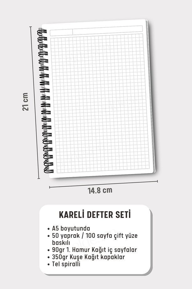 Van Gogh A5 Spiralli Kareli Okul Defteri, 50 Yaprak 100 Sayfa, Karton Kapak Not Defteri, Vazo - 5