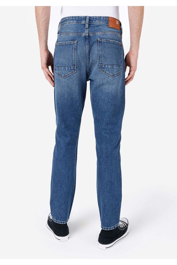 Regular Fit Orta Bel Daralan Paça Erkek İndigo Denim Jean Pantolon - 2