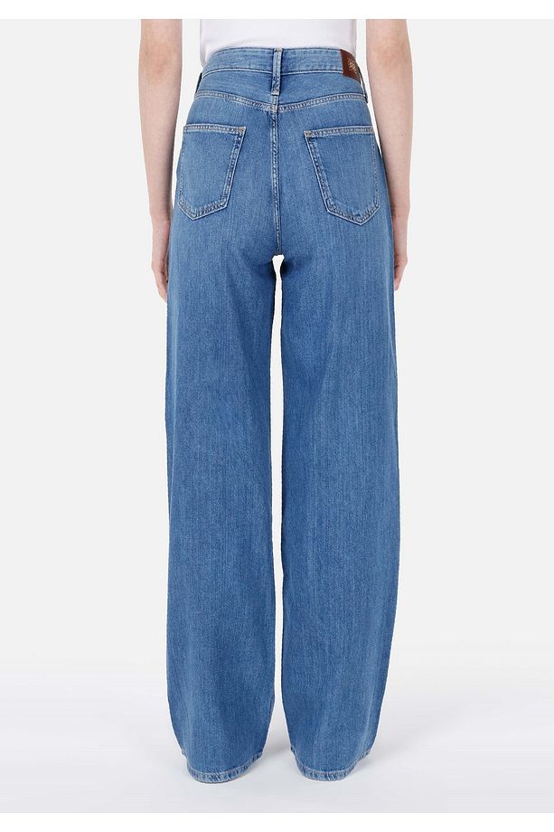Regular Fit Yüksek Bel Geniş Paça Kadın İndigo Jean Pantolon - 2