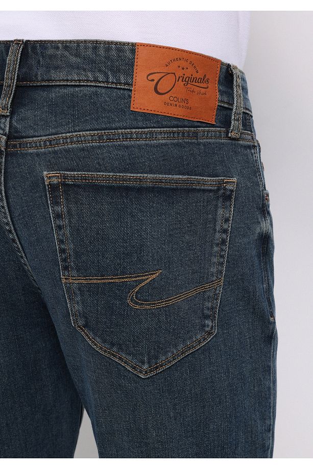 Slim Fit Erkek Koyu İndigo Jean Pantolon - 6