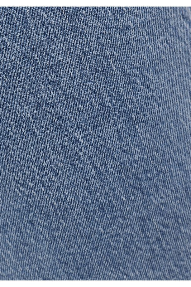 Regular Fit Yüksek Bel Geniş Paça Kadın Koyu İndigo Jean Pantolon - 7