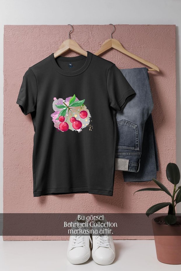 Oversize Colorful Cherry Cherry Design Unisex T-Shirt
