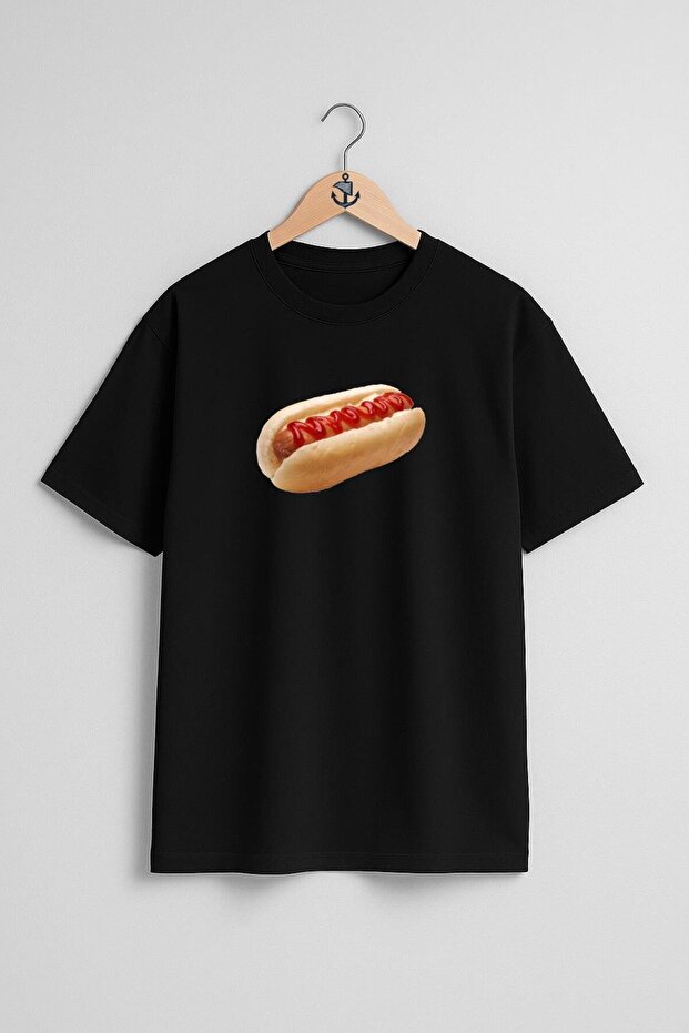 Oversize Sausage Hotdog Chest Design Unisex T-Shirt