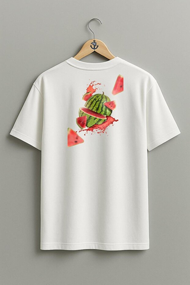 Oversize Summer Fruit Watermelon Watermelon Back Design Unisex T-Shirt