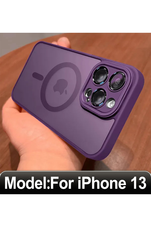 حافظة شحن لاسلكي مغناطيسية مقاومة للصدمات صلبة لهاتف iPhone 13 PURPLE Matte Armor