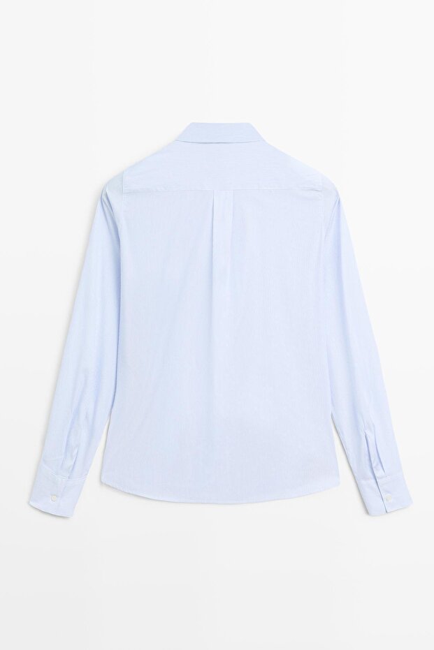 Çizgili streç gömlek - 8