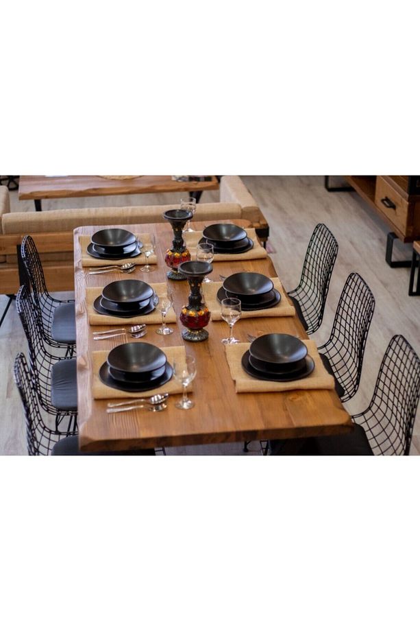 Masif Ağaç Yemek Masası Takımı- 60cm-120cm Masa +4 Adet Sandalye - 4