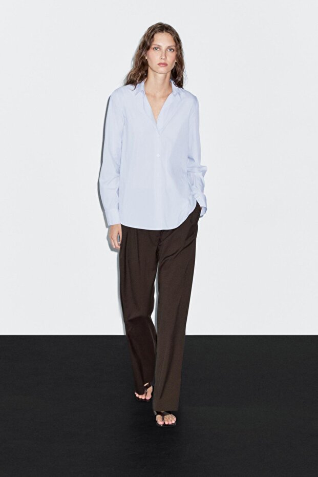 Çizgili streç gömlek - 2