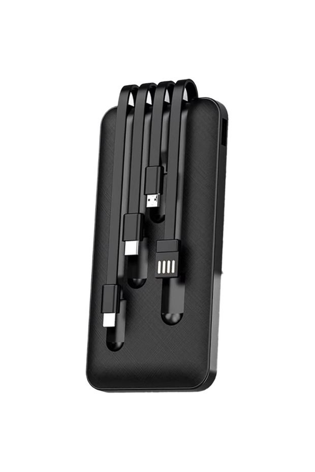 9030 LCD Göstergeli 10.000mAh Powerbank Hızlı Şarj / Type-C-USB-iOS Lightning-Micro USB Çoklu Kablo - 5