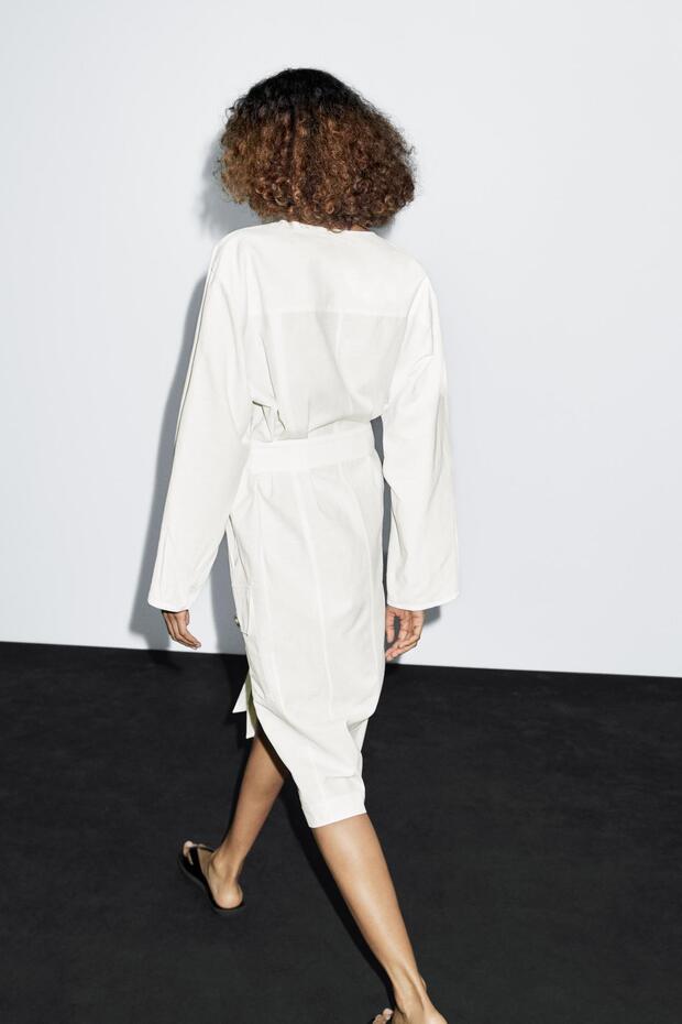 Kontrast düğmeli gömlek elbise - 3