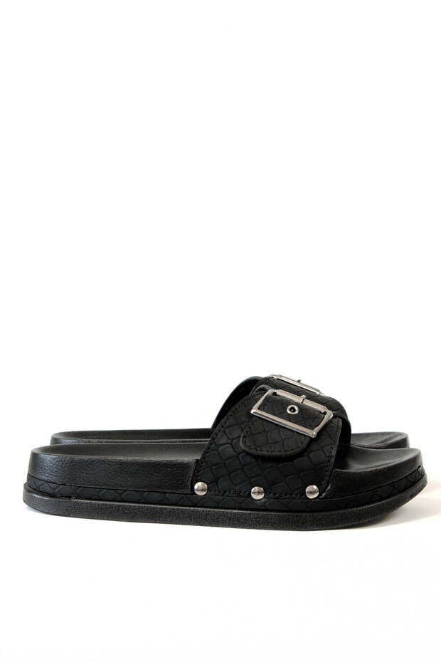 Orthopedic Patterned Black Women's Slippers