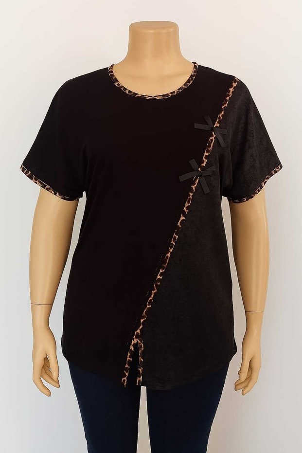 Large Size Viscose Stone Embroidered Short Sleeve Mother Combed Cotton