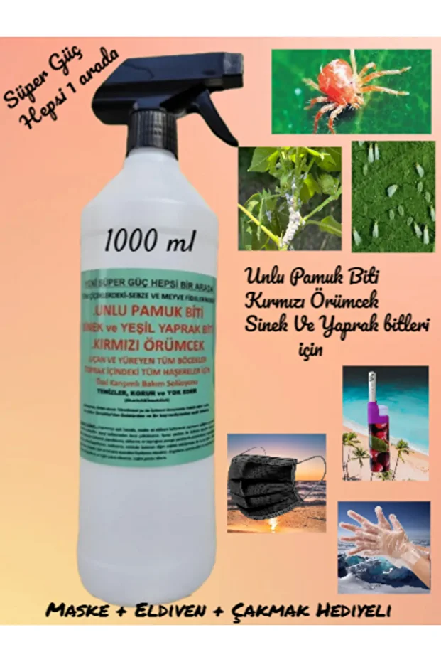 1000 ml Çiçekler Için Unlu Pamuk Biti-sinek Ve Yaprak Biti-kırmızı Örümcek Ilacı (ÇAKMAK HEDİYELİ) - 1