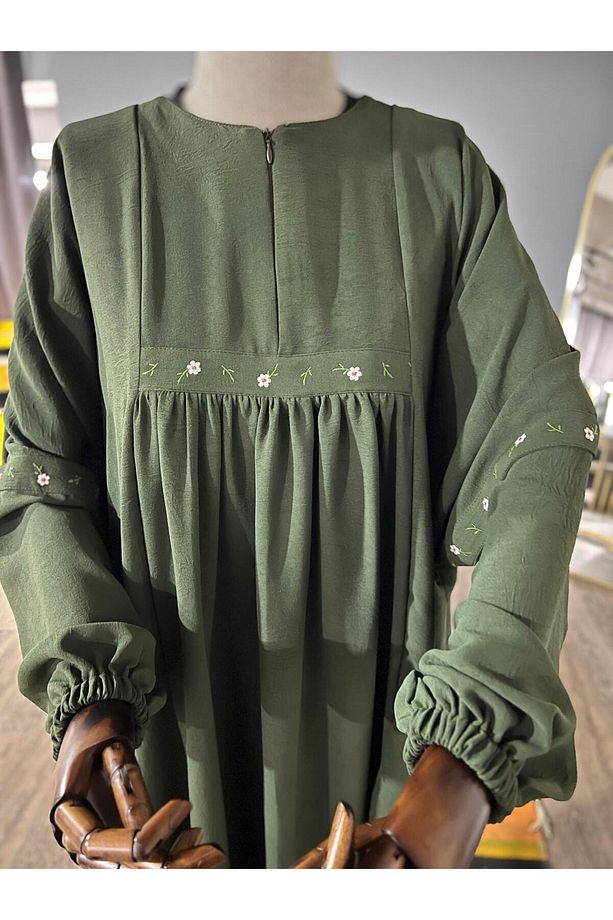 Papatya İşlemeli Oversize Rüya Takım - Haki - 5