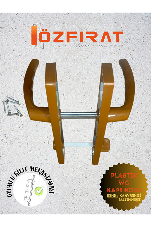 Pvc Pimapen Plastik Kapı Kolu Tuvalet(WC) / Banyo Pls Kapı Kolu / Kahve (ALTINMEŞE) 4 Adet (Takım) - 4