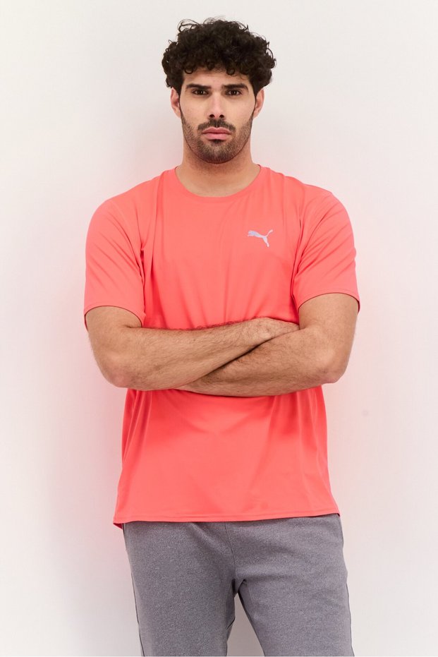 Men Sportswear Fit Short Sleeves Running T-Shirt, Coral