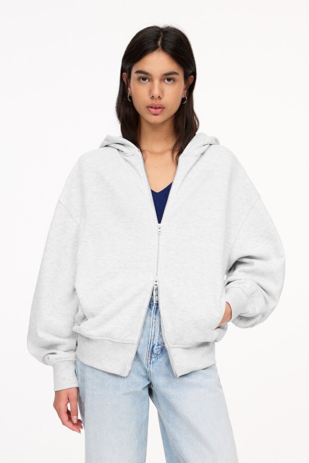 Fermuarlı kapüşonlu sweatshirt - 3