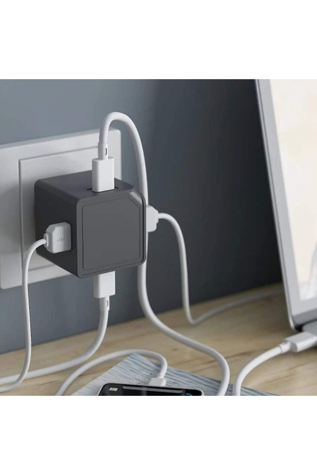USB charger, Cube by Allocacoc, 4xUSB, gray - 3