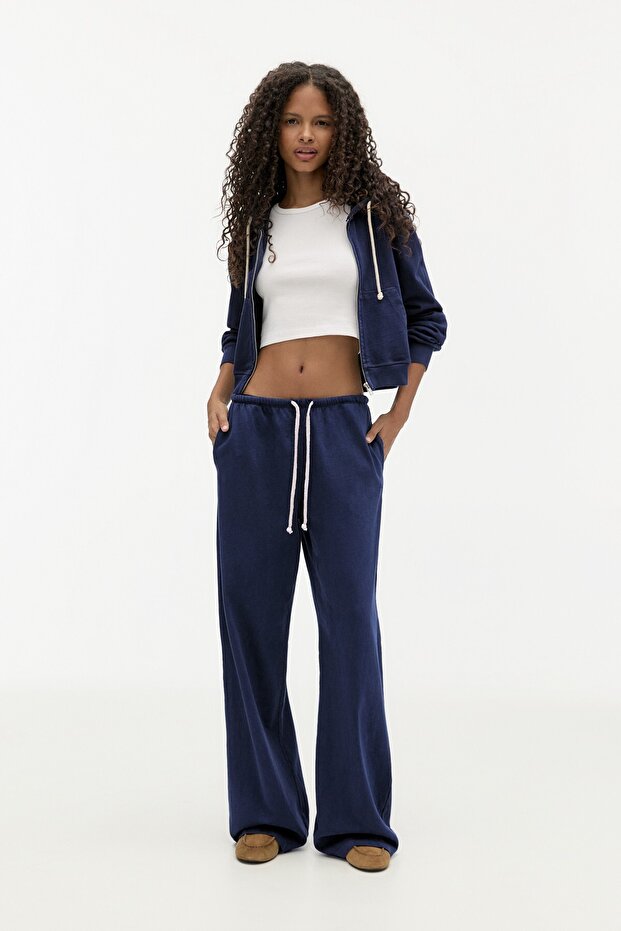 Kapüşonlu kontrast bağcıklı sweatshirt - 2