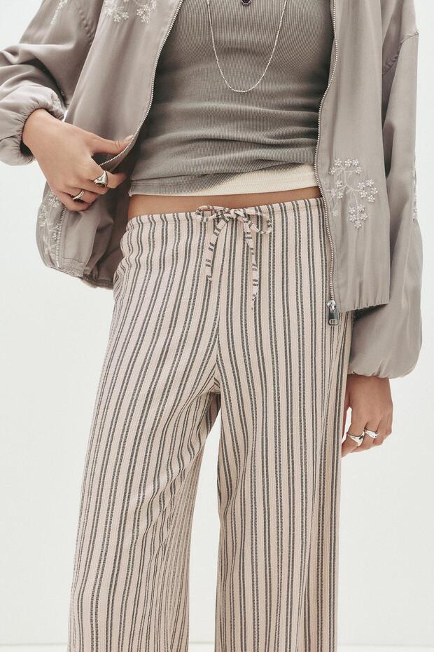 Çizgili rustik pantolon - 4