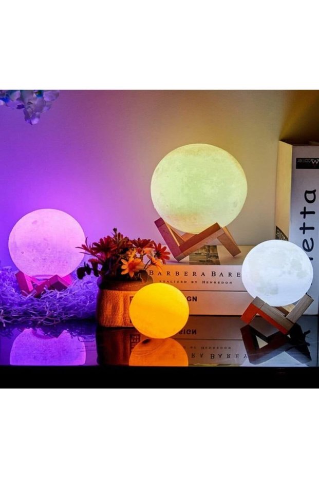 5-Color Decorative Wooden Legs 12cm Moon Table and Night Light USB Wired Light Lighting