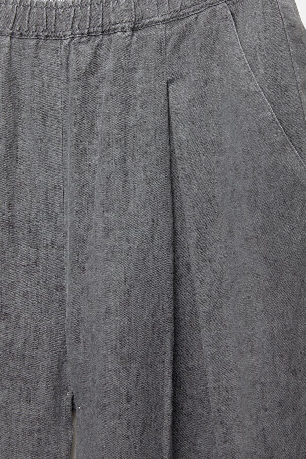 %100 keten barrel pantolon - 7