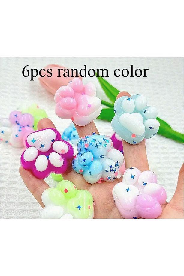 6 Adet Mini Kedi Patisi-Yapişabilen Sukuşi - Squishy Pati- Muhtesem Hisli Pati -4 cm Stres - 1