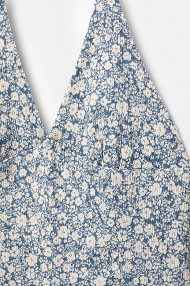 Çiçekli dokulu kısa tulum - 6