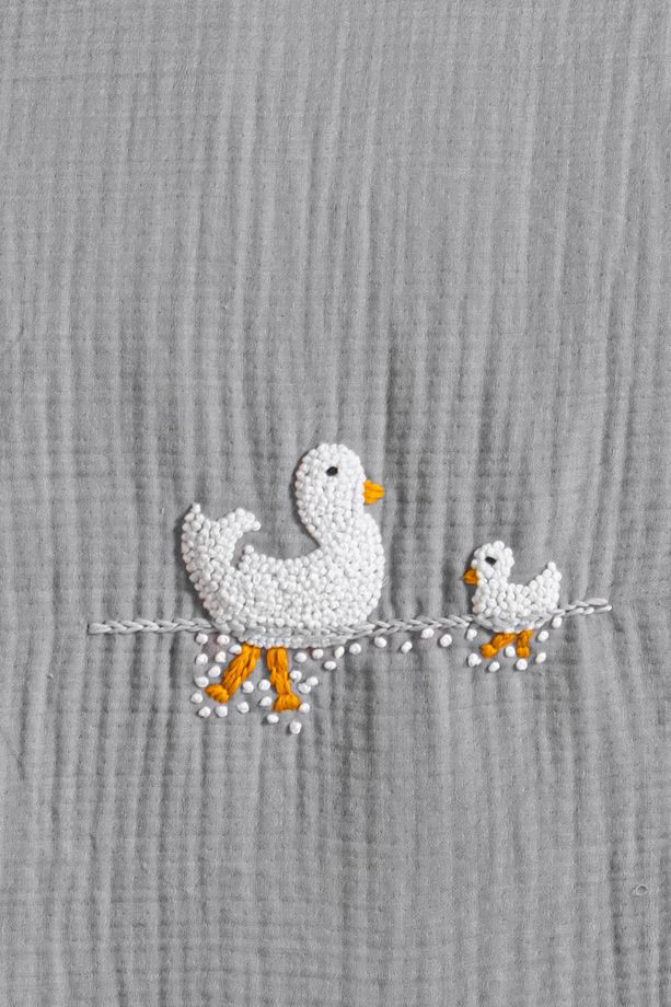 Handmade Bebek 4 Kat %100 Pamuk Fırfırlı Müslin Örtü Seti - Ducky - 4
